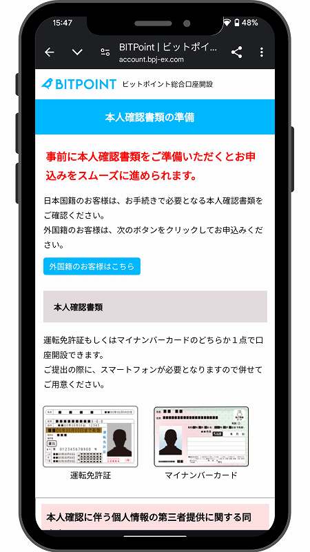 BITPOINT本人確認登録書類